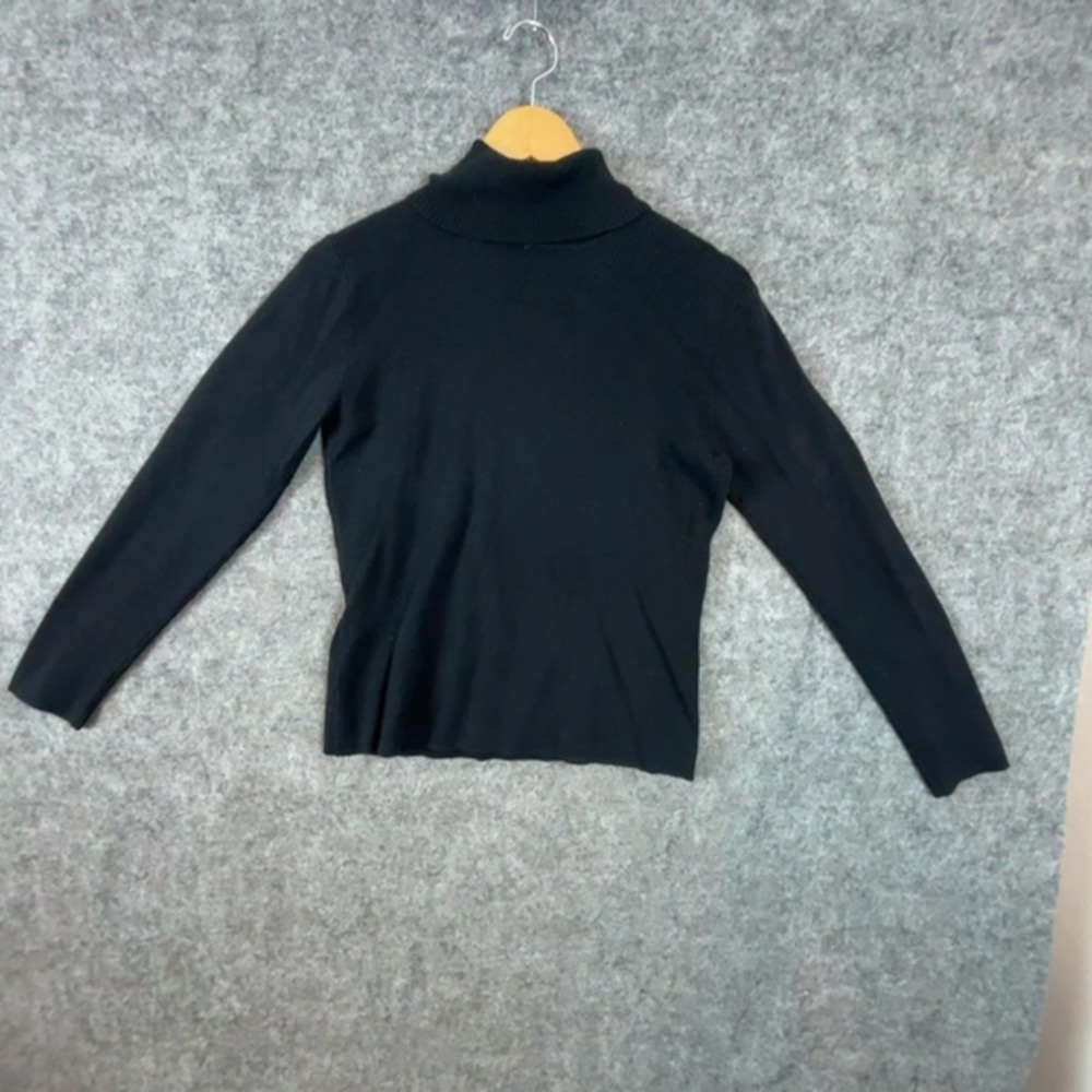 Worthington Sweater Women Large Black Ribbed Knit Turtleneck Pullover Casual